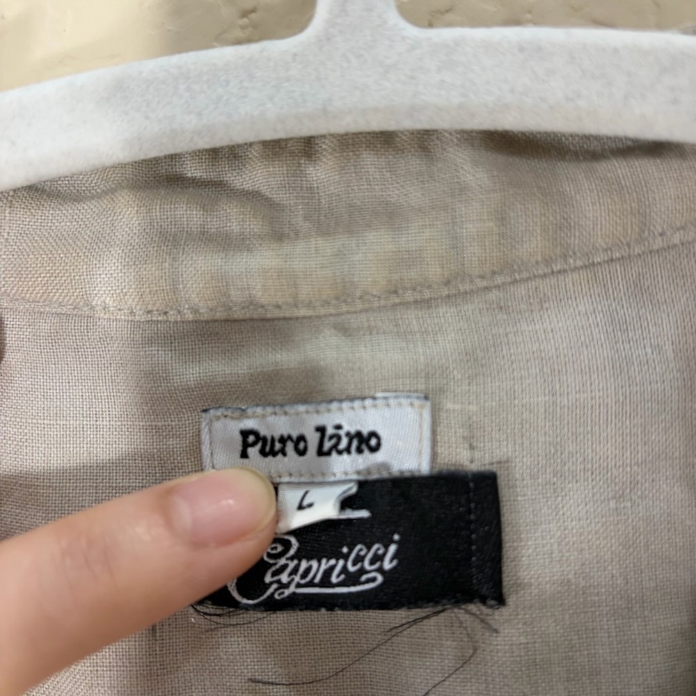 Capricci Linen Midi Dress Women Sz L Beige Cottage Boho Romantic Vacation Italy - Picture 4 of 10